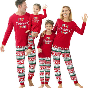 Hot Bán Cotton Gia Đình Trống Phù Hợp Với Giáng Sinh Chữ In Xmas Đồ Ngủ <span class=keywords><strong>C</strong></span>ộng Với Kích Thướ<span class=keywords><strong>c</strong></span> S-4XL Dài Tay Áo Tee Quần Pjs Bộ - Product Image 5