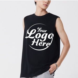 Camiseta sin Mangas Personalizada 100% Algodón 240gsm Transpirable de Secado Rápido, Talla Grande, para Hombre, Negra, para Gimnasio, Fitness, Entrenamiento, Casual, 3D, Venta al Por Mayor - Product Image 1