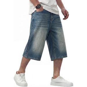 Pantalones Cortos de Mezclilla Holgados para Hombre FOXA, Corte Ancho, Estilo Urbano, por Debajo de la Rodilla, Cintura Media, 100% Algodón Transpirable - Product Image 1