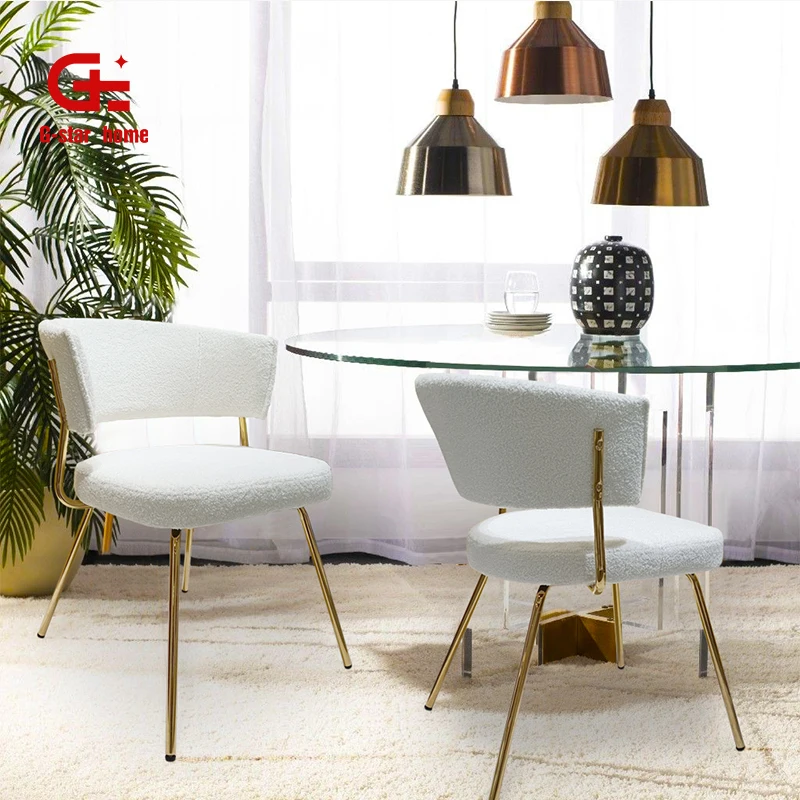 Оптовая продажа с фабрики, роскошный стул Boucle Dinning, современная мебель Sherpa для столовой