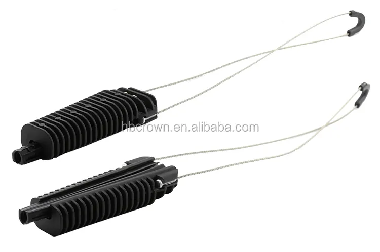 Pabrik plastik Adss jangkar mati akhir clamp premolded ftth kabel serat optik Tension clamp untuk drop kawat