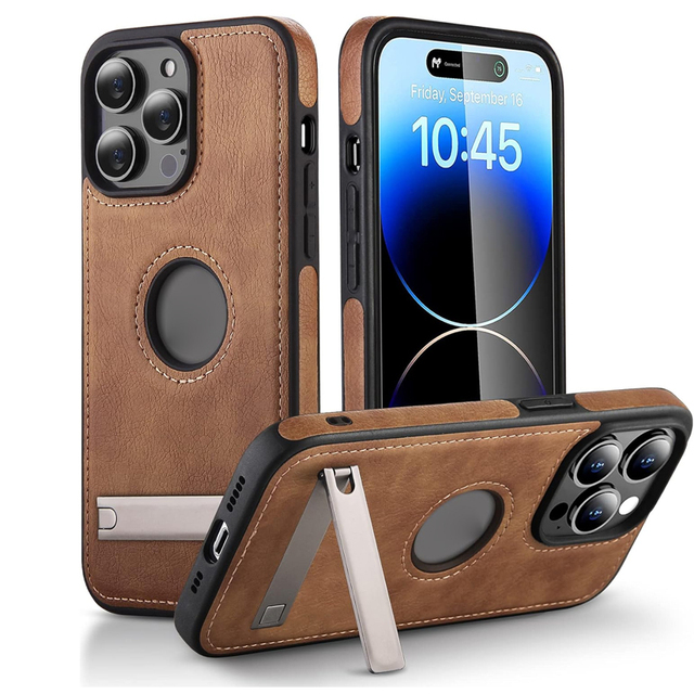 Artificial Leather Mobile Phone Cases with Kick Stand for iPhone 16 15 14 Plus 13 12 11 Case Trending Products 2025 New Arrival