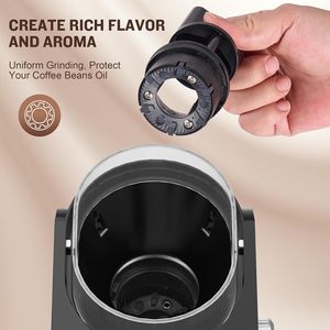 <span class=keywords><strong>Moulin</strong></span> <span class=keywords><strong>à</strong></span> <span class=keywords><strong>café</strong></span> électrique <span class=keywords><strong>à</strong></span> meules plates en acier inoxydable, 14 réglages, double sécurité, design compact, conteneur complet, usage domestique et hôtelier, 250g - Product Image 4