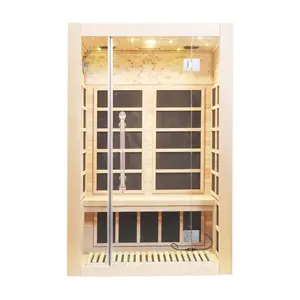 MEXDA Wooden Home Sauna and Dry Steam Sauna Room 2 Person Far Infrared Saunas with Mica Heating Board