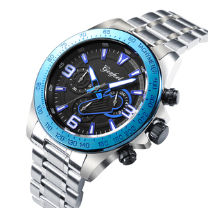 Montre chronographe sport pour homme avec logo personnalisé, cadran gaufré double couche, mouvement Seiko VD55, bracelet en cuir, montres de business - Product Image 1