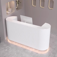 Comptoir de réception de luxe léger en gros, finition laquée brillante, pour consultation d'entreprise, salon de beauté et onglerie