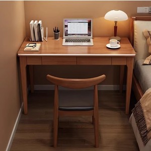 Solid Wood <b>Desk</b> Rectangle <b>With</b> <b>Drawer</b> For Home Office Student <b>Computer</b> Use 1 Person Independent Non Foldable - Product Image 2