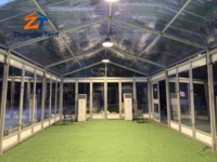 Tente d'exposition en verre transparent avec structure en aluminium et toit imperméable en PVC pour salons professionnels et expositions en plein air