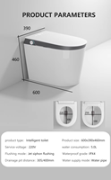 Toilette entièrement automatique avec siège chauffant intelligent, drainage en S, télécommande et système de chasse d'eau intelligent