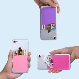 Custom Logo Adhesive Sticker Mobile Phone Back Cards Wallet Case Credit ID Card Holder Cell Phone Card Holder Pocket 5.8 x 8.8cm - Product Image 4