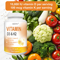 Capsules de vitamine D3 K2 Offres Spéciales D3 10,000 UI K2 100mcg complément alimentaire pour le soutien de la santé immunitaire vasculaire osseuse 120 Coumts