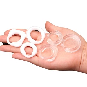Cock Ring Set <b>TPE</b> Milky White Transparent Irregular Tri Ring Delay Sex Time For Adult Use - Product Image 4