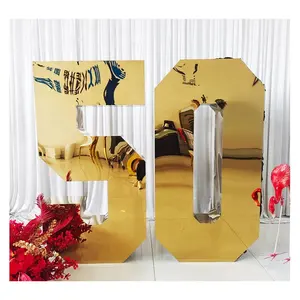 Factory price 3D hollow large letters giant metal mirror numbers wedding birthday party decorative