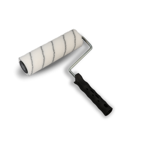 Spazzola a rullo fai da te di grado 180 mm con manico fisso 42 mm poliammide testurizzato bianco e materiale acrilico a doppia striscia grigio - Product Image 1