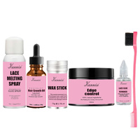 Colle en spray imperméable sans alcool à base de plantes naturelles pour perruques, cire coiffante forte tenue pour le contrôle des bords, kit d'installation de perruques