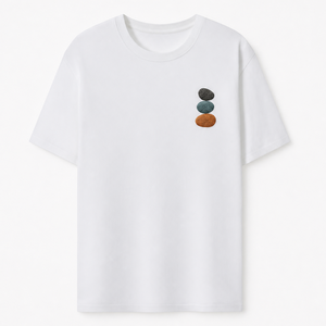 T-shirt à col rond en satin brodé avec motif Original Three Pebble Stack - Product Image 4