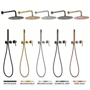 Due funzione di oro cromo nero di colore <span class=keywords><strong>bagno</strong></span> <span class=keywords><strong>doccia</strong></span> calda e fredda miscelatore <span class=keywords><strong>doccia</strong></span> a parete montato pioggia <span class=keywords><strong>doccia</strong></span> incasso set - Product Image 1
