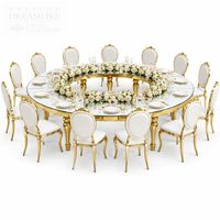 Table de réception VIP haut de gamme, ronde de 48 pouces, pieds en métal doré, plateau blanc, durable, usage commercial pour les hôtels, la restauration