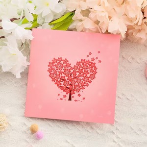 Tùy chỉnh in ấn 3D thiệp chúc mừng Ngày Valentine cây anh đào tình yêu trái tim phước lành thiệp cưới - Product Image 5