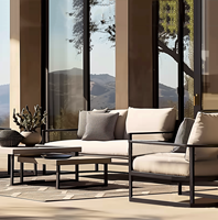 Fauteuil de salon d'extérieur en aluminium thermolaqué, moderne, imperméable, avec coussin à séchage rapide, pour hôtel et jardin