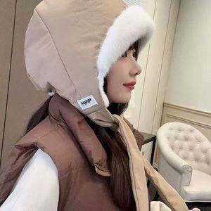 Winter Korean Style Fleece Lined Thickened Lei Feng Hat Two In One Bag Hat Warm <b>Ear</b> <b>Covering</b> Tie Up Pullover Hat - Product Image 2