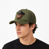 Casquette Trucker 3D Tête de Singe Gorille Chapeau de Cowboy 5 Panneaux 100% Polyester Dos en Maille Respirante Streetwear Décontracté