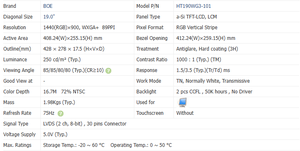 Module d'écran LCD d'origine HT190WG3-101 19 pouces WXGA 1440*900 250 nits grand angle de vision pour contrôle industriel - Product Image 5