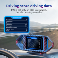 2026 Smart Gauge P26 Terbaru Multi-fungsi HUD Mobil OBD2 GPS Speedometer Kemiringan Skor Mengemudi Cangkang Serat Karbon Lampu Ambient