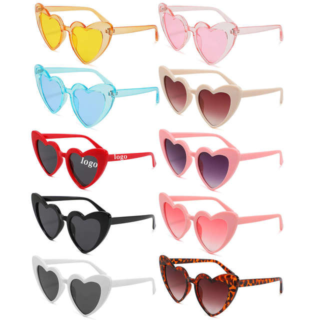 2023 New Wholesale Sweet Love&roses Hearts Pink Sunglasses Fashion Women Love Heart Glasses Shaped Sunglasses