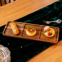 Plateau de service en bois poli avec décorations en laiton, à un seul niveau, pour table, salon ou salle de bain