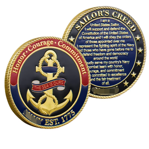 美国海军250周年纪念纪念币铁艺冲压UV镀金定制礼品致敬海军战士 - Product Image 1