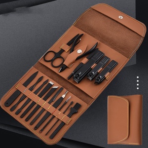 Professional Stainless Steel <strong>Nail</strong> Clipper Travel Grooming Kit <strong>Nail</strong> <strong>Tools</strong> of 16pcs with Leather Case Manicure Pedicure Set - Product Image 6