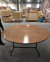 Table de réception ronde moderne en gros, structure en contreplaqué et métal, usine OEM pour banquets extérieurs et projets commerciaux