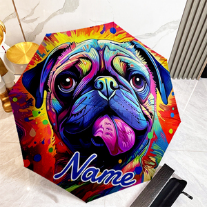 Parapluie pliable personnalisé avec nom de chien coloré, cadeau photo personnalisé pour animal de compagnie, sans MOQ, impression UV personnalisée, Paraguas Personalizado - Product Image 2