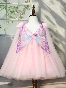 Abito da Principessa in Tulle Rosa per Bambine con Dettagli Floreali 3D e Farfalle, Vestito Formale per Feste, Personalizzabile, Vendita all'Ingrosso - Product Image 4