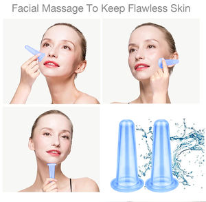 Bekam terapi wajah Anti selulit, 4 buah Set cangkir vakum silikon Anti selulit untuk pijat bekam wajah dan mata - Product Image 3