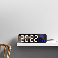 Reloj de Pared LED Digital Eléctrico Silencioso y Estético, Temperatura, Atenuación Automática, Humedad, Alarma, Pantalla Grande, Calendario, Hogar
