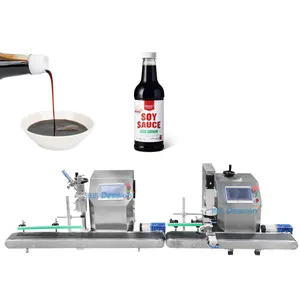 Nova máquina semiautomática de enchimento de garrafas plásticas de vidro e óleo de oliva e molho de soja e pimentão