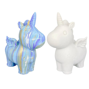 Cadeau de Noël : <span class=keywords><strong>Tirelire</strong></span> <span class=keywords><strong>Licorne</strong></span>, Figurine Blanche pour Fluid Art, Figurine d'Ours Vierge Écologique pour Bricolage et Atelier Artistique - Product Image 1