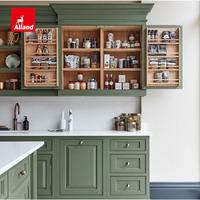 Allandcabinet Nouvelles îles de cuisine vertes de haute qualité, style américain, meubles de cuisine en bois massif traditionnels