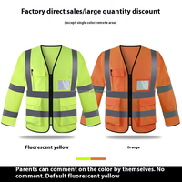 Veste de sécurité réfléchissante à manches longues travailleurs de l'assainissement gilet de poche multi-bouche matériau réfléchissant fluorescent haute visibilité