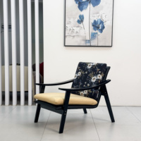 Luxuriöser französischer Freizeitstuhl mit Gummibaumholzrahmen und hochwertiger Stoffpolsterung, Vintage-Loungesessel