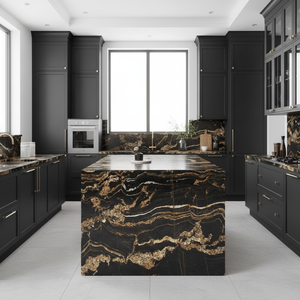YDSTONEナチュラルブラックゴールドマトリックスチタン花崗岩スラブマグマゴールド花崗岩カウンタートップ用 - Product Image 3