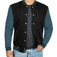 Veste universitaire en laine chenille KVJ126 coupe ajustée pour homme noir rouge manches brodées peau de vache veste Letterman du collège