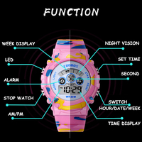 7059 Jam Tangan Digital LED Kreatif untuk Anak Laki-laki dan Perempuan, Multifungsi, Tahan Air, Warna Biru Dongker Motif Kamuflase, Cocok untuk Aktivitas Mingguan