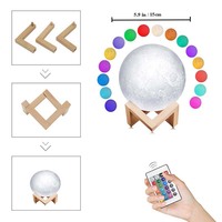 Popular soporte de madera Control táctil remoto 16 colores recargable 3D levitando LED Luna luces de noche lámpara Lunar bola redonda
