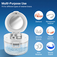 Boîte de rangement dentaire compacte pour aligneurs orthodontiques, gouttières et prothèses dentaires, avec fonction de désinfection UV-C et de décoloration des taches en plastique