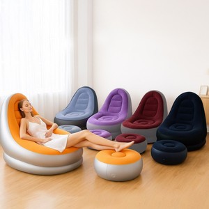 PVC Material <b>Inflatable</b> <b>Sofa</b> <b>Inflatable</b> Cushion Camping Leisure <b>Sofa</b> Portable Beach Lounger Collapsible Single <b>Sofa</b> - Product Image 2