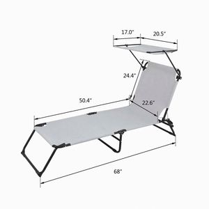 Lightweight Traditional Folding Lounger Adjustable Backrest <b>Canopy</b> Iron Outdoor Reclining <b>Sun</b> Chair Durable Metal Courtyard - Product Image 5