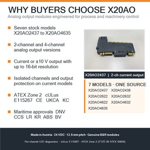 โมดูลเอาต์พุตแบบอนาล็อก B&R X20AO <span class=keywords><strong>2</strong></span> และ 4 ช่องสัญญาณ กระแสไฟฟ้า แรงดันไฟฟ้า PLC IO พร้อมมาตรฐาน ATEX cULus CE สำหรับระบบอัตโนมัติ ขายส่ง - Product Image 5